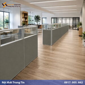 Vách nhôm kính kết hợp gỗ MDF VACH-004