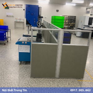 Vách nhôm kính kết hợp gỗ MDF VACH-004