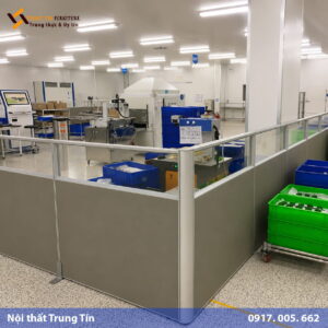 Vách nhôm kính kết hợp gỗ MDF VACH-004