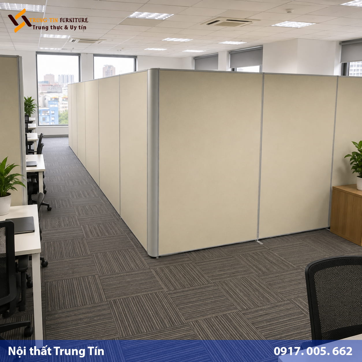 Vách ngăn văn phòng khung nhôm MDF VACH-008 Vách ngăn văn phòng khung nhôm MDF VACH-008