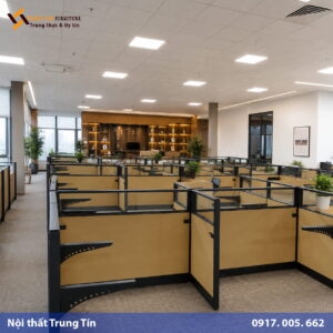 Vách ngăn bàn làm việc khung nhôm kính MDF VACH-009