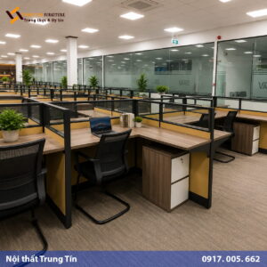 Vách ngăn bàn làm việc khung nhôm kính MDF VACH-009