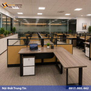 Vách ngăn bàn làm việc khung nhôm kính MDF VACH-009