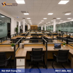 Vách ngăn bàn làm việc khung nhôm kính MDF VACH-009