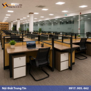 Vách ngăn bàn làm việc khung nhôm kính MDF VACH-009