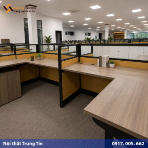 Vách ngăn bàn làm việc khung nhôm kính MDF VACH-009