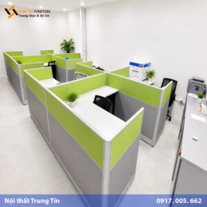 Vách Ngăn Khung Nhôm Bọc Nỉ Xanh Xám Độc Đáo VACH-011