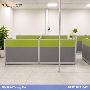 Vách Ngăn Khung Nhôm Bọc Nỉ Xanh Xám Độc Đáo VACH-011