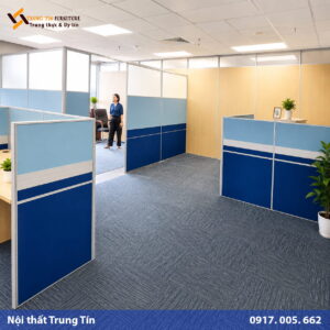 Vách Ngăn Gỗ Công Nghiệp Bọc Nỉ – Khung Nhôm Chắc Chắn, Hiện Đại | VACH-012