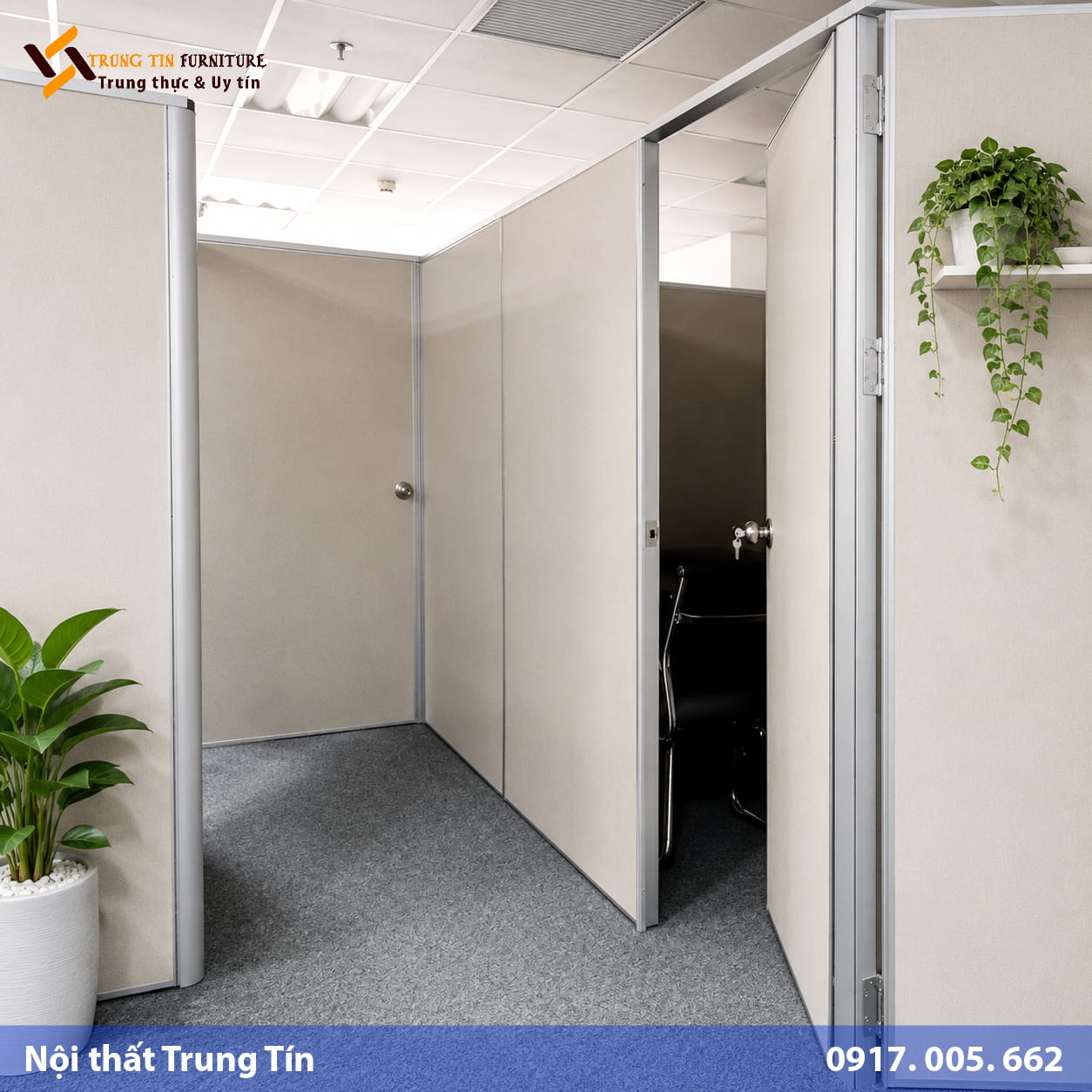 Vách Ngăn Gỗ Công Nghiệp Khung Nhôm VACH-014 Vách Ngăn Gỗ Công Nghiệp Khung Nhôm VACH-014