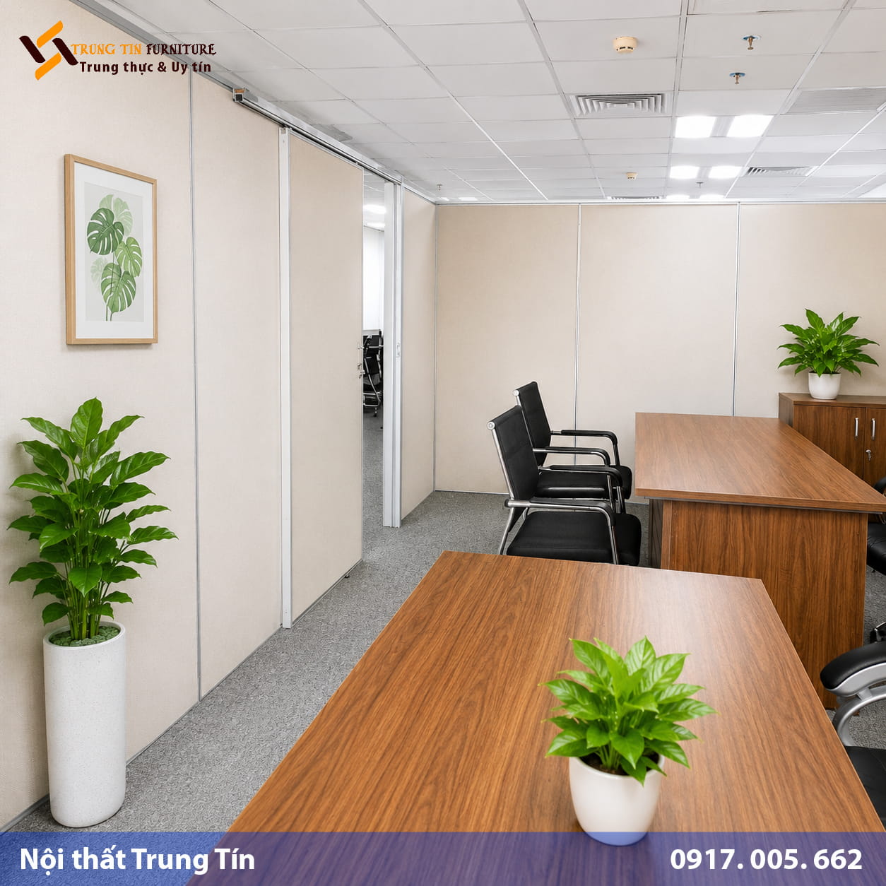 Vách Ngăn Gỗ Công Nghiệp Khung Nhôm VACH-014 Vách Ngăn Gỗ Công Nghiệp Khung Nhôm VACH-014