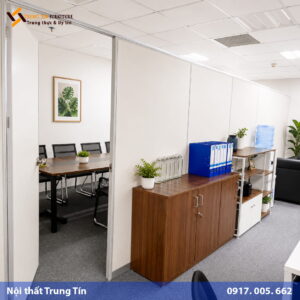 Vách Ngăn Gỗ Công Nghiệp Khung Nhôm VACH-014