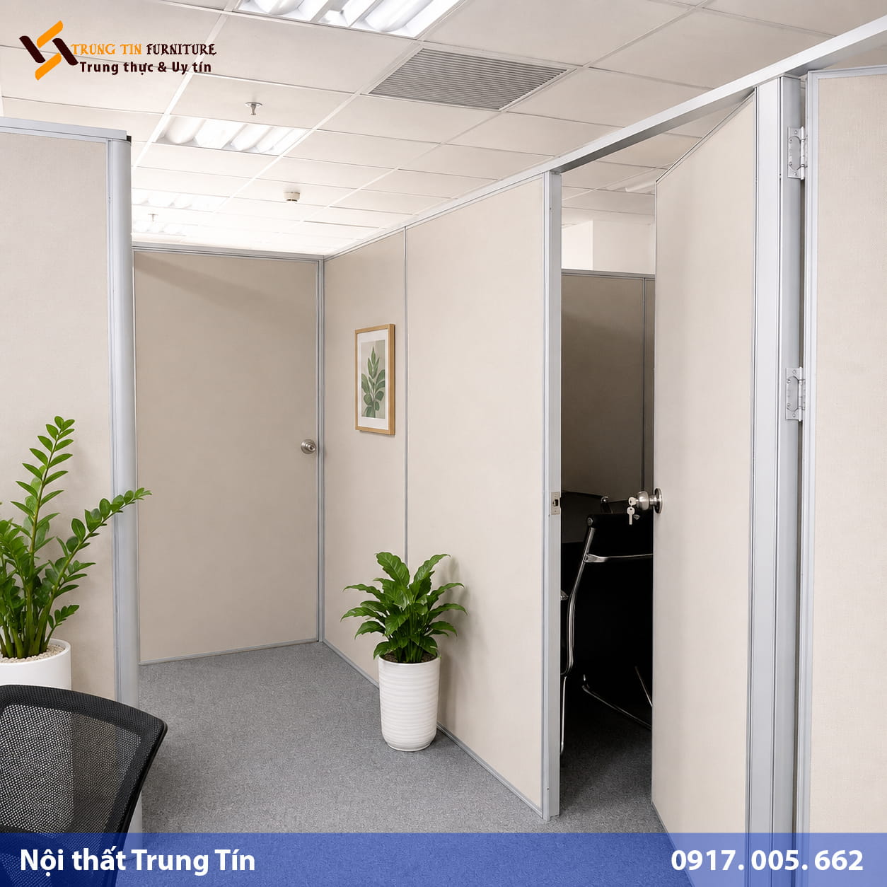 Vách Ngăn Gỗ Công Nghiệp Khung Nhôm VACH-014 Vách Ngăn Gỗ Công Nghiệp Khung Nhôm VACH-014