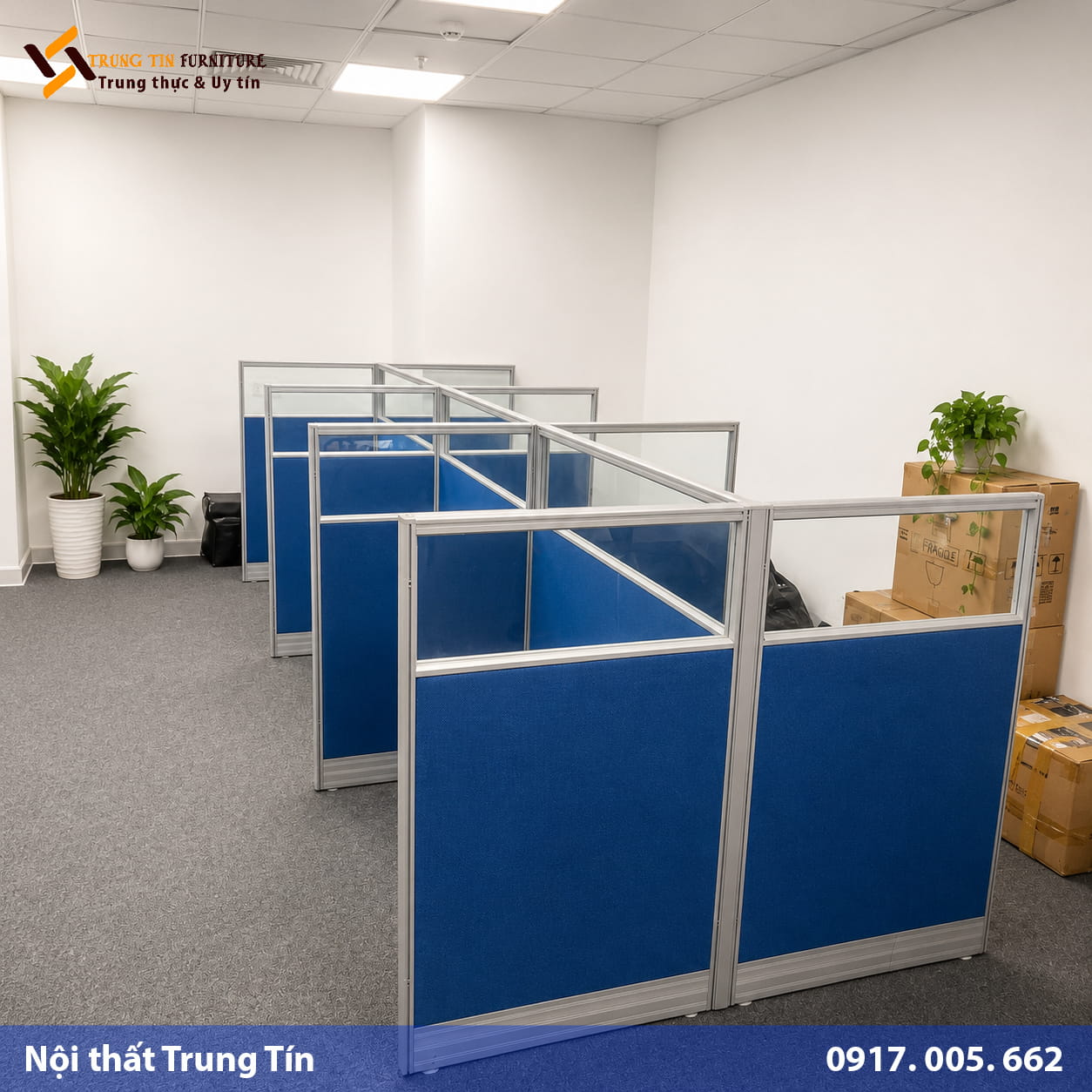 Vách ngăn nỉ kính cho văn phòng hiện đại VACH-018 Vách ngăn nỉ kính cho văn phòng hiện đại VACH-018