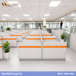 Vách nỉ khung nhôm phân chia bàn làm việc văn phòng VACH-019