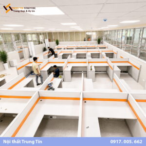 Vách nỉ khung nhôm phân chia bàn làm việc văn phòng VACH-019