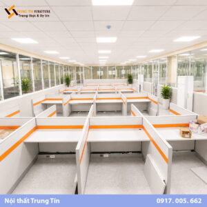 Vách nỉ khung nhôm phân chia bàn làm việc văn phòng VACH-019