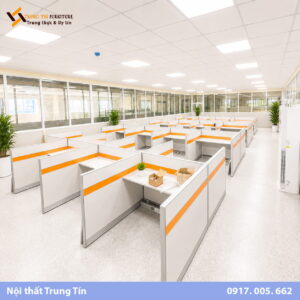 Vách nỉ khung nhôm phân chia bàn làm việc văn phòng VACH-019