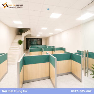 Vách ngăn nỉ kết hợp gỗ công nghiệp cho văn phòng VACH-020