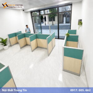 Vách ngăn nỉ kết hợp gỗ công nghiệp cho văn phòng VACH-020