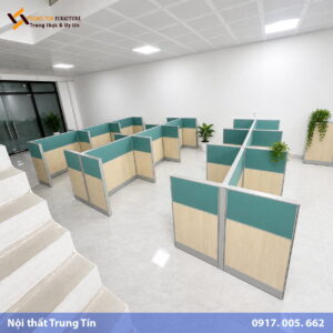Vách ngăn nỉ kết hợp gỗ công nghiệp cho văn phòng VACH-020