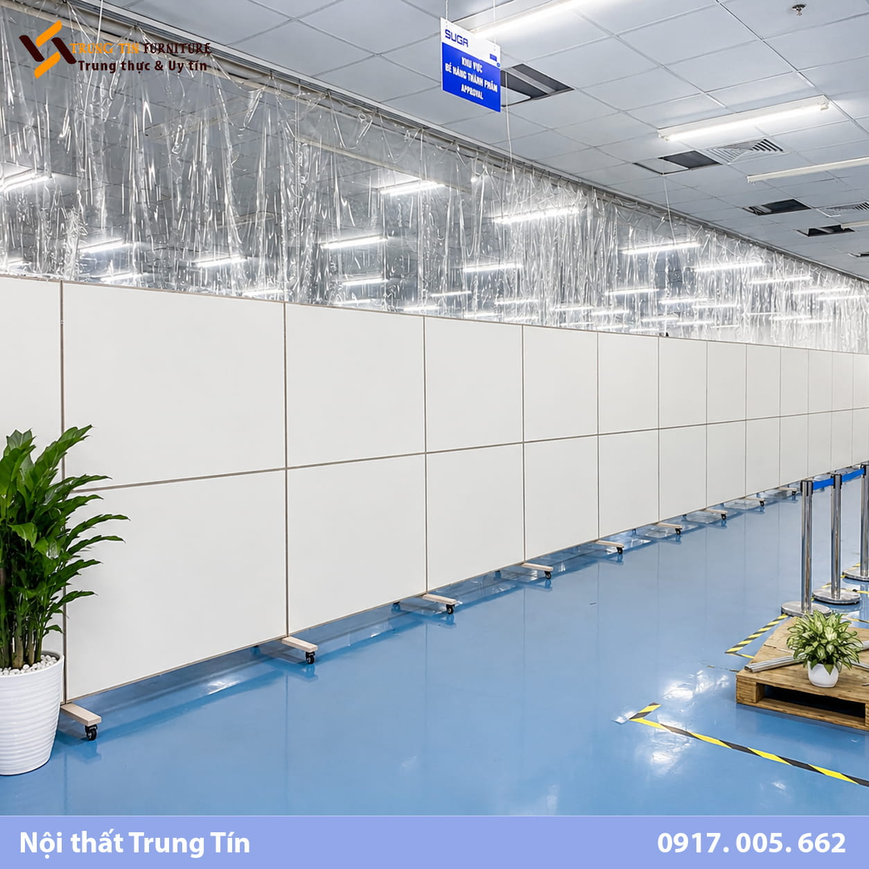 Vách ngăn nỉ di động có bánh xe cho văn phòng VACH-021 Vách ngăn nỉ di động có bánh xe cho văn phòng VACH-021