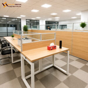 Vách ngăn gỗ kính kết hợp khung nhôm VACH-028
