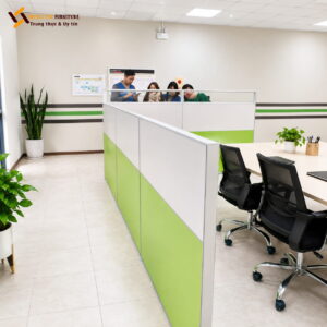 Vách ngăn nỉ bàn làm việc phối màu hiện đại VACH-035