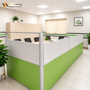 Vách ngăn nỉ bàn làm việc phối màu hiện đại VACH-035