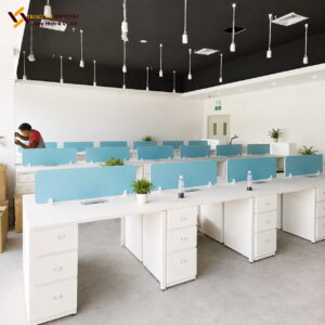Vách ngăn nỉ bàn làm việc văn phòng màu xanh nhạt VACH-042