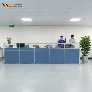Vách ngăn gỗ kính khung nhôm thanh lịch – VACH-065