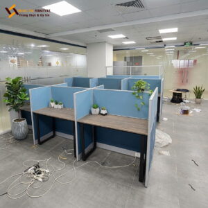 Vách ngăn nỉ bàn làm việc màu xanh dương thanh thoát – VACH-069