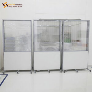 Vách ngăn di động khung nhôm kết hợp kính – VACH-076